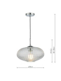 Där ribbed glass ceiling light clear polished chrome, UK version