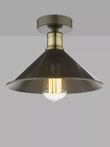 John Lewis Där Jalen Flush Ceiling Light, Graphite/Antique Brass- Buy online at McGrocer