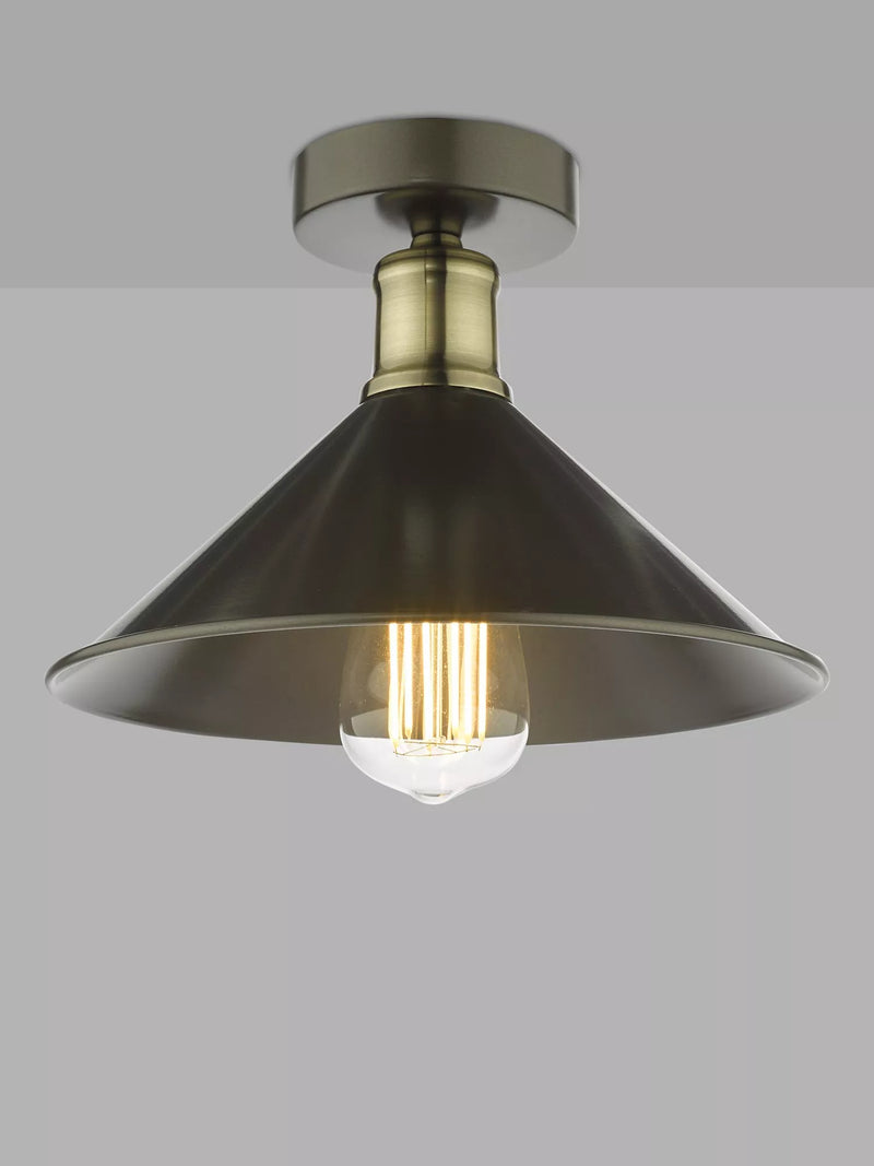 Där Jalen flush ceiling light graphite antique brass (British brand)