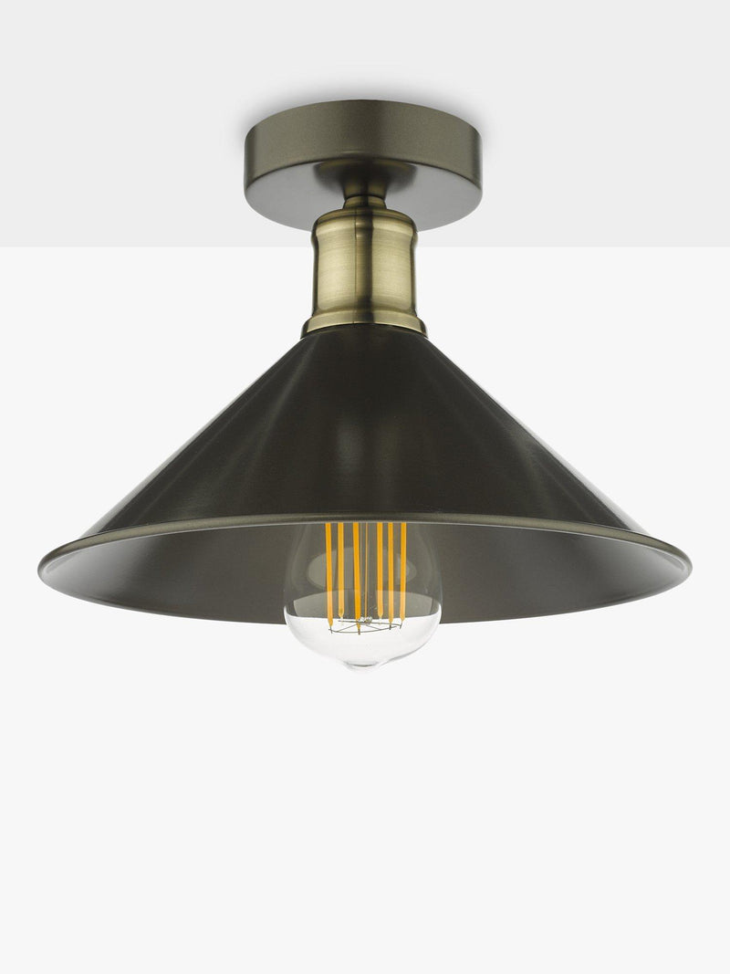 Där Jalen flush ceiling light graphite antique brass (British brand)