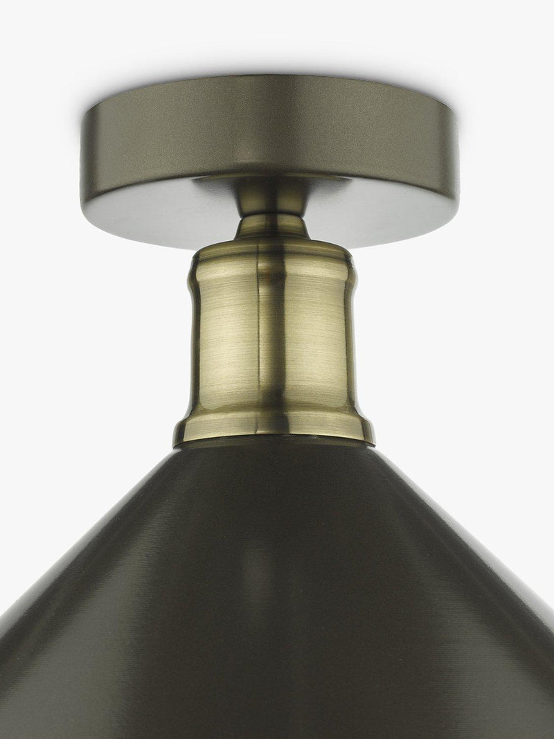 Där Jalen flush ceiling light graphite antique brass (British brand)