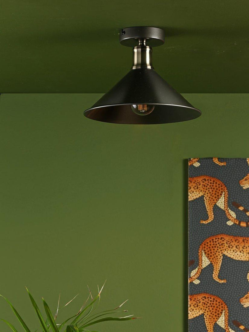 Där Jalen flush ceiling light graphite antique brass (British brand)