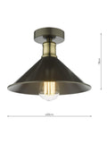 Där Jalen flush ceiling light graphite antique brass (British brand)