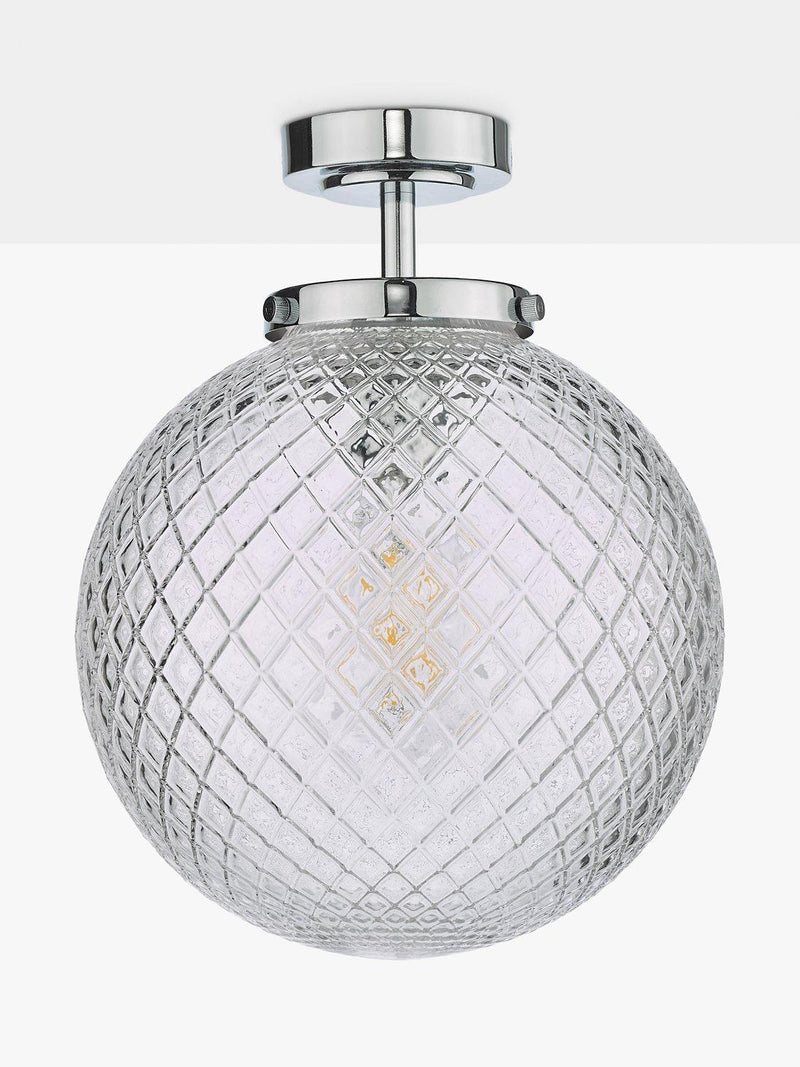 Där textured glass ceiling light polished chrome, imported from the UK