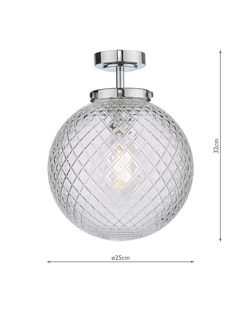 Där textured glass ceiling light polished chrome, imported from the UK