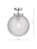 Där textured glass ceiling light polished chrome, imported from the UK