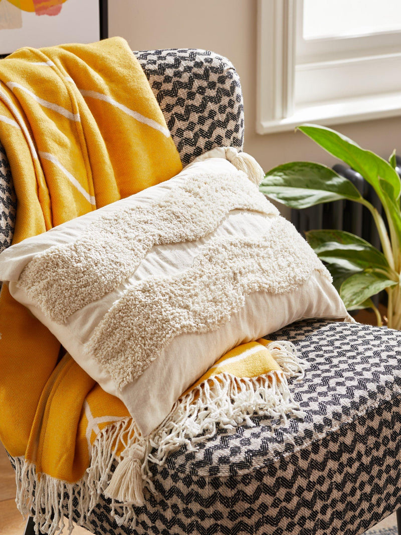 John Lewis tufted waves cushion 35x55cm, imported from the UK