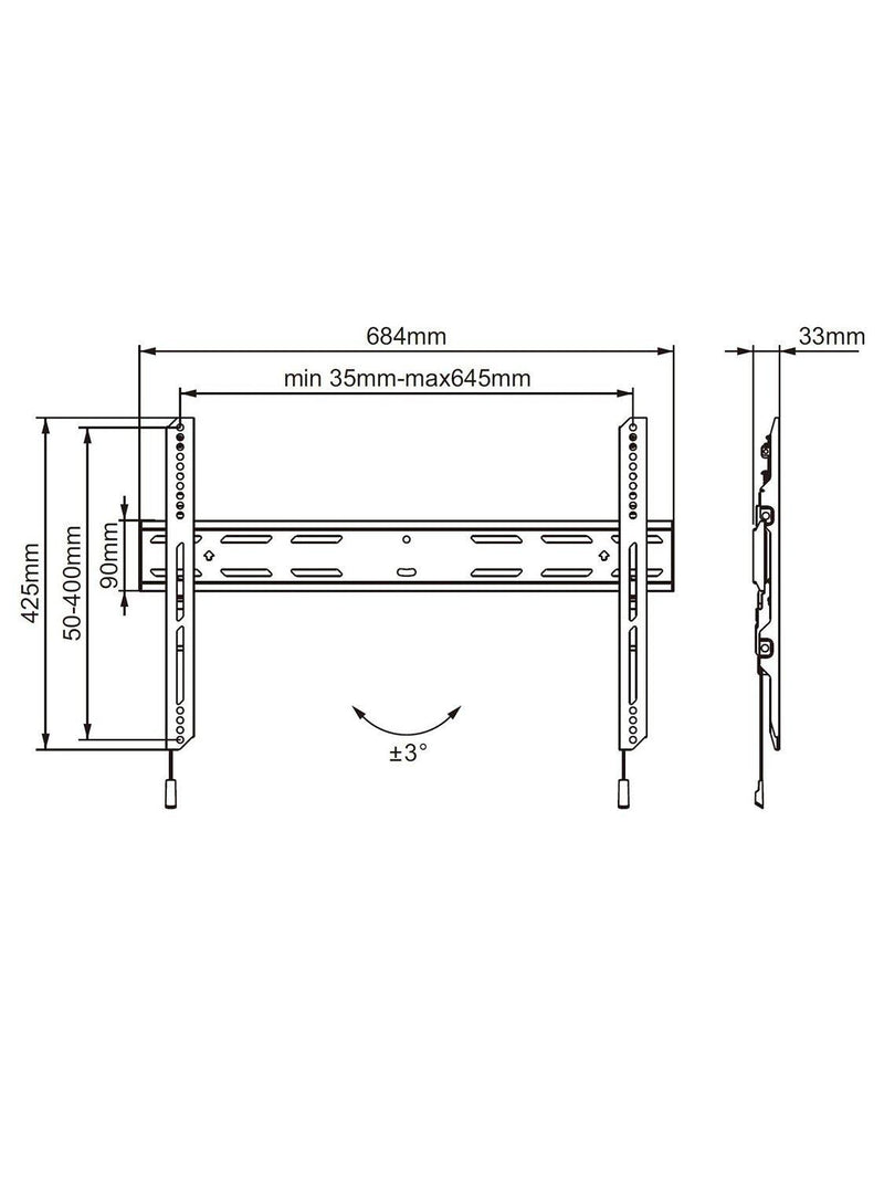 AVF outdoor flat TV wall mount for 40-75 inch TVs, black, imported from the UK