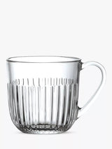 John Lewis Small Glass Mug with Embossed Lines, Set of 6, 270ml, Clear- Buy online at McGrocer