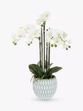 Floralsilk artificial white orchid in geometric pot - British product