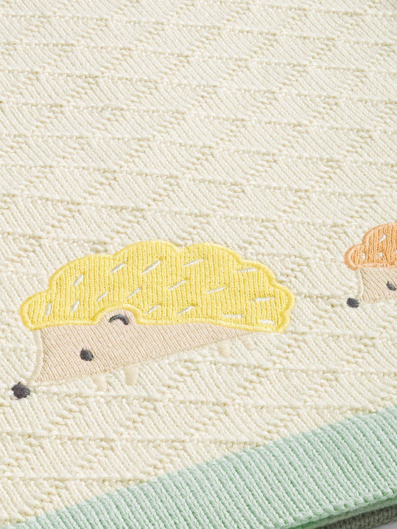 John Lewis cotton knitted baby blanket with hedgehog design 100 x 75cm, UK version