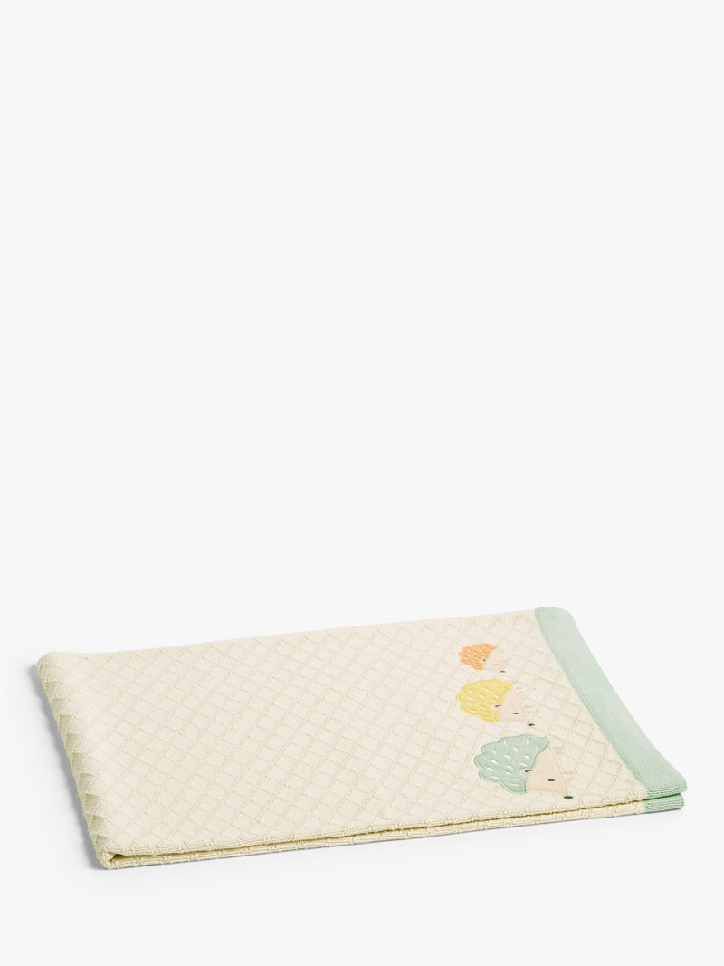 John Lewis cotton knitted baby blanket with hedgehog design 100 x 75cm, UK version