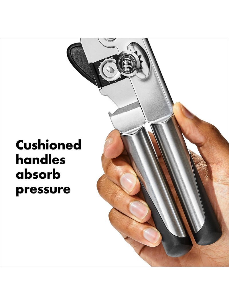 OXO stainless steel can opener with bottle opener, imported from the UK