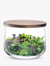 John Lewis LSA International City Glass Salad Bowl with Walnut Wood Lid, Clear/Natural- Buy online at McGrocer