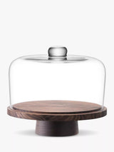 John Lewis LSA International City Glass Cake and Cheese Dome Walnut Wood Base Clear Natural 26cm- Buy online at McGrocer
