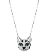 Harrods Boucheron White Gold Diamond and Emerald Fuzzy Leopard Cat Pendant Necklace- Buy online at McGrocer
