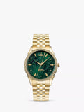 Vivienne Westwood The Wallace Swarovski crystal bracelet watch in gold and green (British brand)
