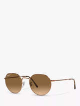 John Lewis Ray-Ban Jack Unisex Polarised Metal Hexagonal Sunglasses, Medium Copper/Brown Gradient- Buy online at McGrocer