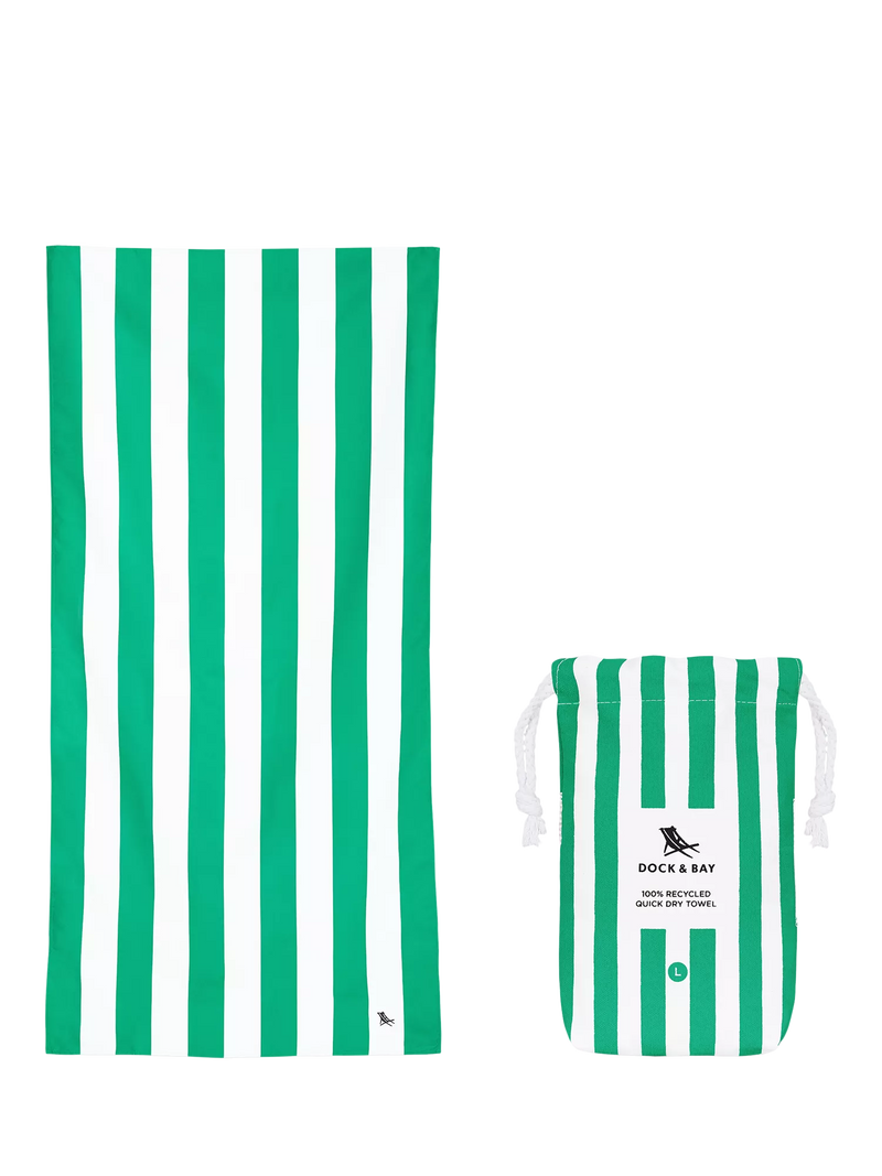 Dock & Bay Cabana Stripe Quick Dry Beach Towel - Cancun Green
