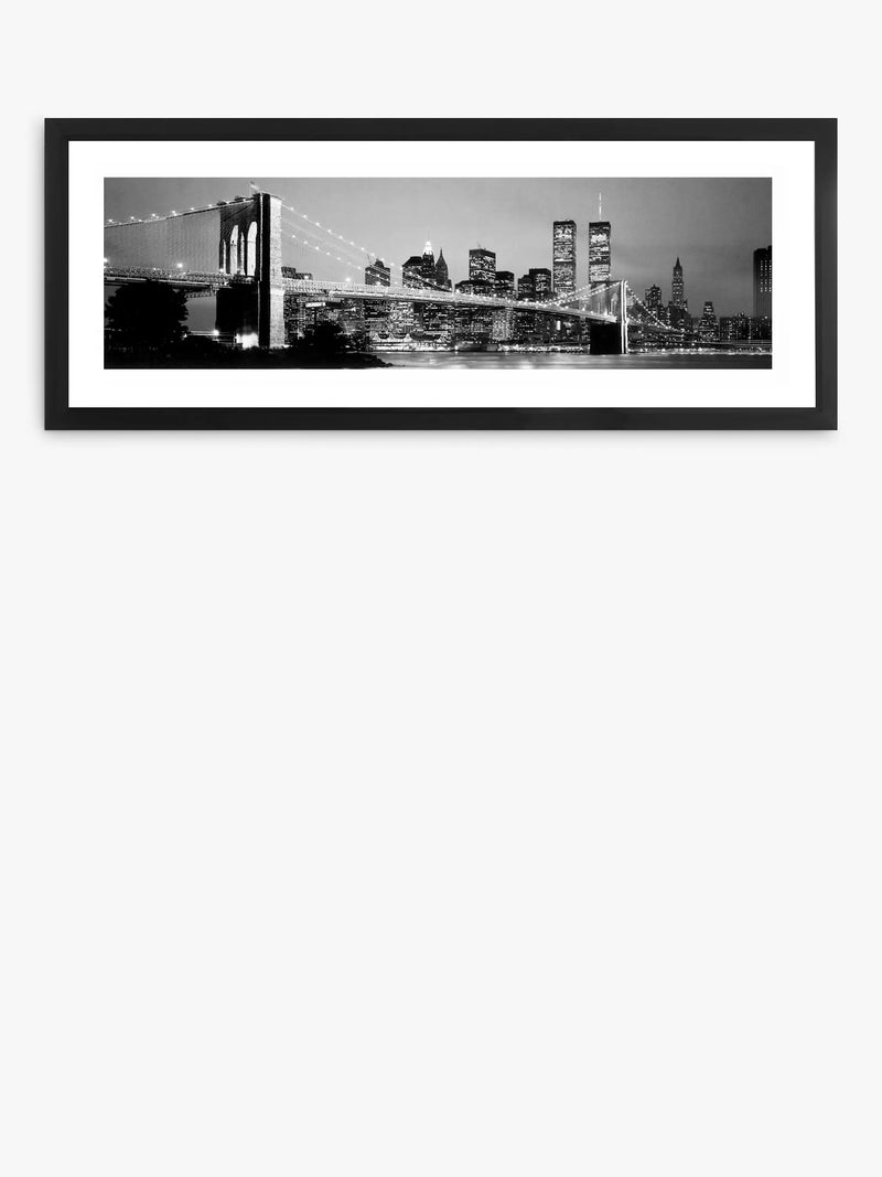 Brookpace Lascelles New York Skyline At Night framed print 38x101cm, imported from the UK