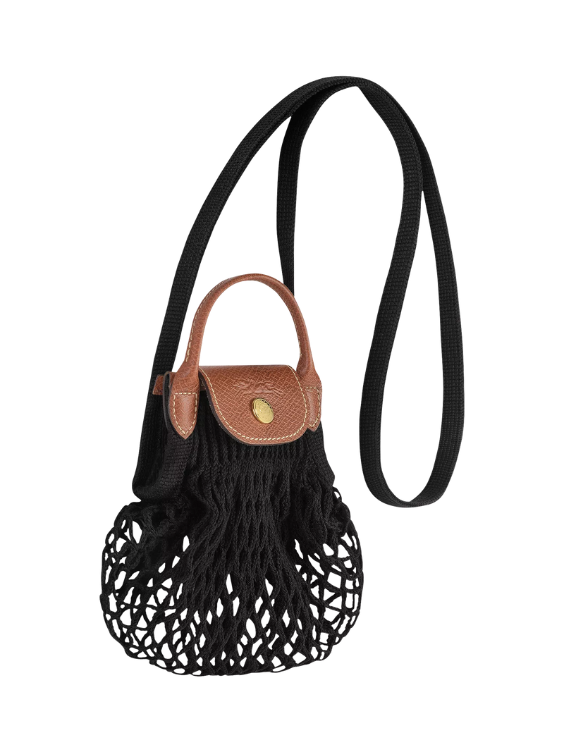 Longchamp Le Pliage Filet Mini Top Handle Mesh Bag, Black