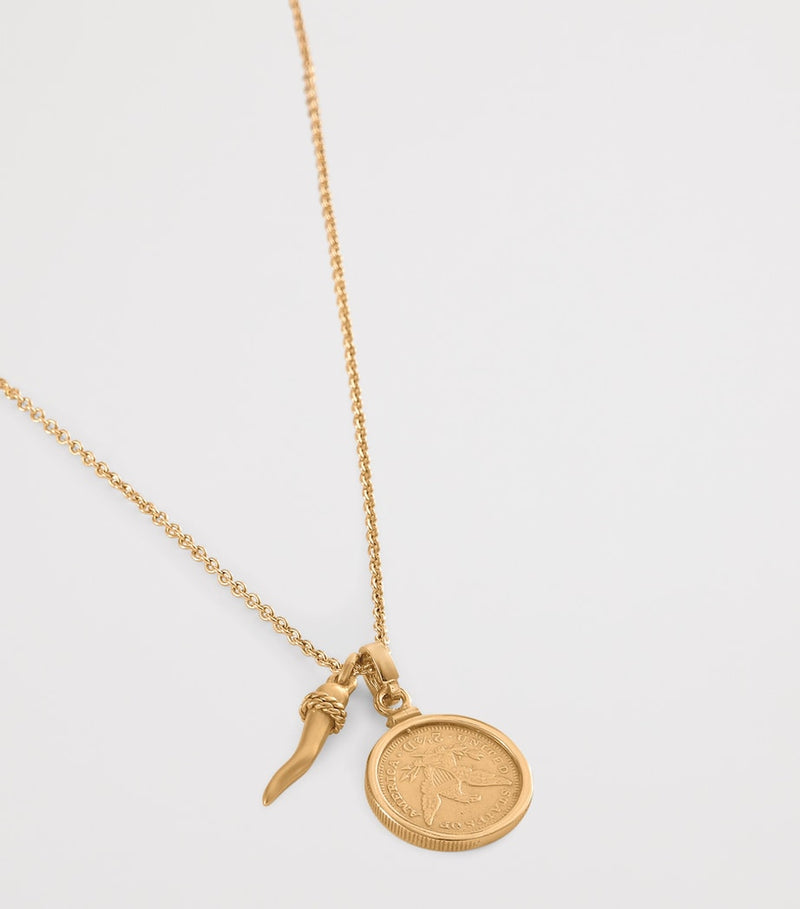 Dolce&Gabbana gold-tone medal horn necklace 45cm, imported from the UK