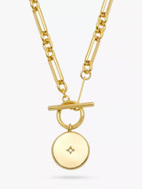 John Lewis Estella Bartlett Cubic Zirconia T Bar Coin Link Necklace, Gold, 52cm- Buy online at McGrocer