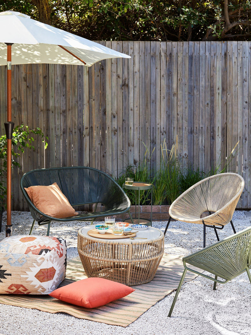 John Lewis Bolton Aztec square outdoor pouffe natural (British brand)