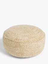 John Lewis John Lewis Jute Effect Outdoor Low Pouffe Natural 60cm Diameter- Buy online at McGrocer
