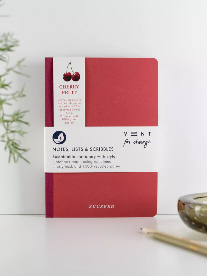 VENT for Change Sucseed Cherry notebook with reclaimed husk cover (British brand)