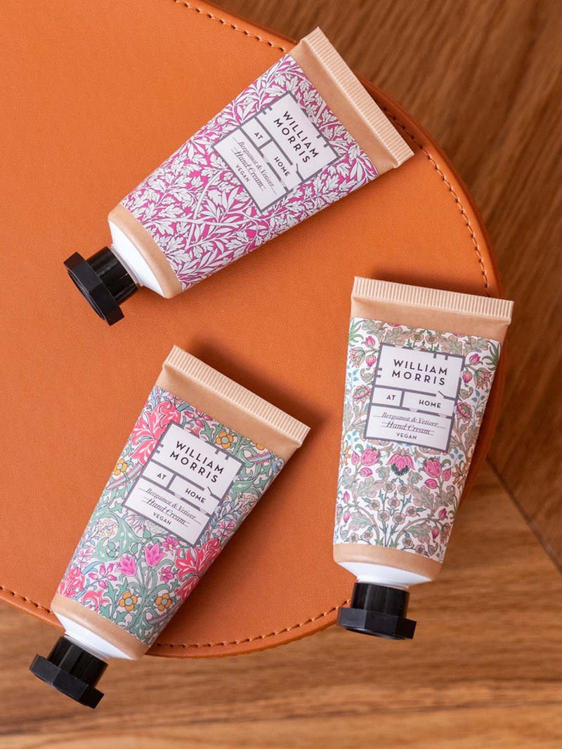 William Morris Bergamot and Vetiver hand cream gift set with three Kraft paper tubes (British brand)
