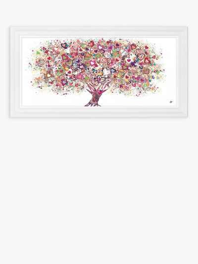 John Lewis John Lewis Sara Otter 'Tree of Love' Pink/Multi Framed Print 45 x 100cm- Buy online at McGrocer