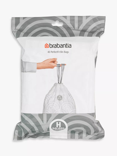 John Lewis Brabantia PerfectFit Bin Liners Size H (50-60L) Pack of 40- Buy online at McGrocer