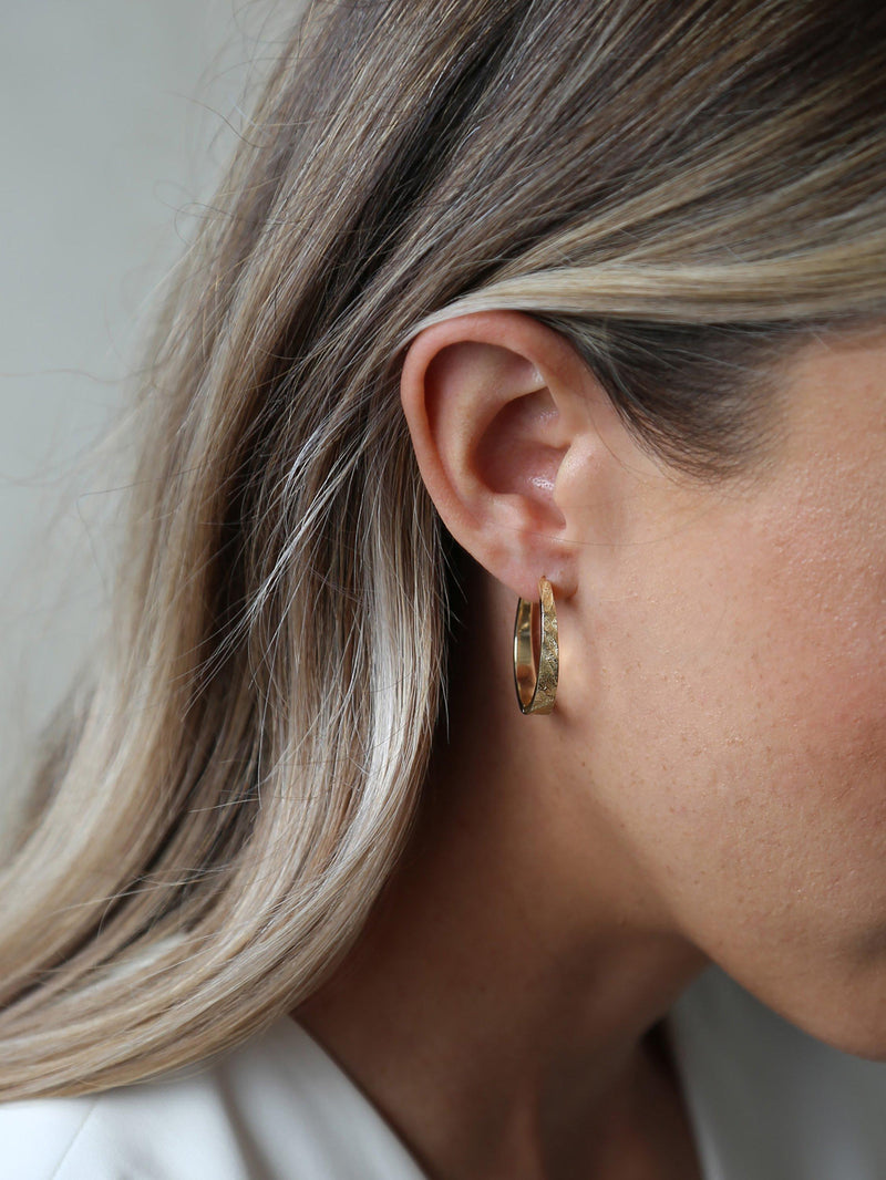 Tutti gold plated textured hoop earrings, UK version