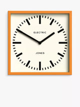 John Lewis Jones Clocks Electric Square Analogue Wall Clock Orange 25cm- Buy online at McGrocer