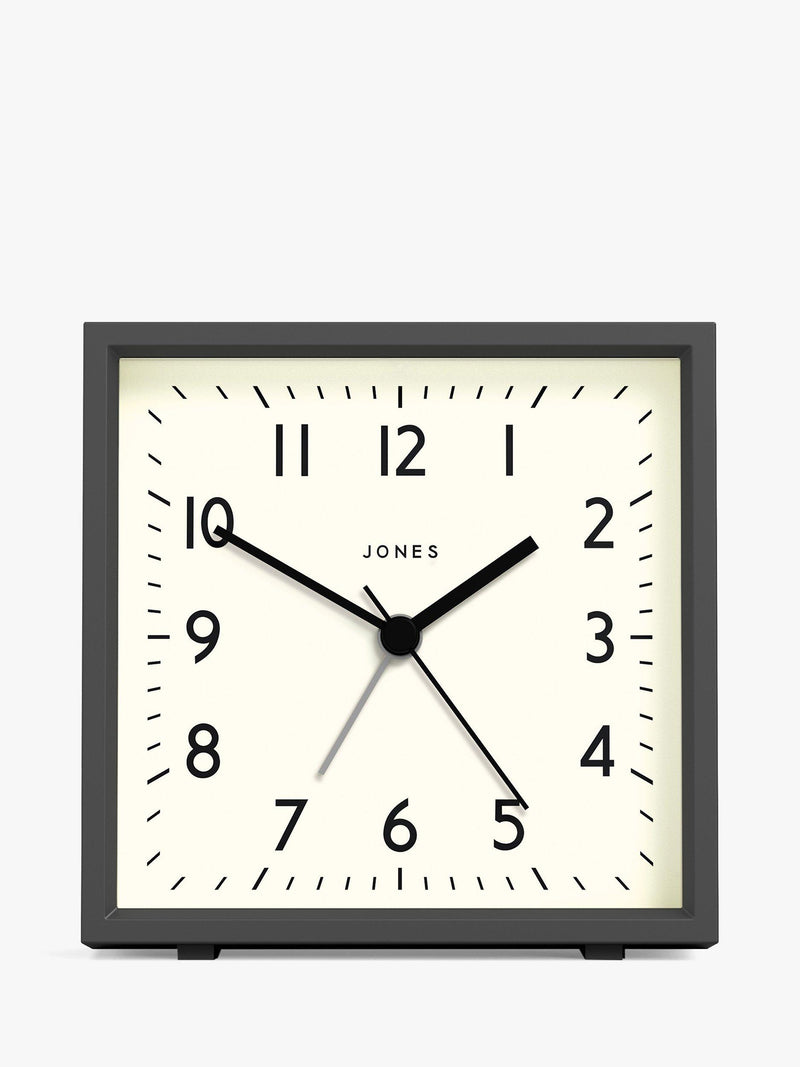 Jones Clocks Disc Square Analogue Alarm Clock, UK version