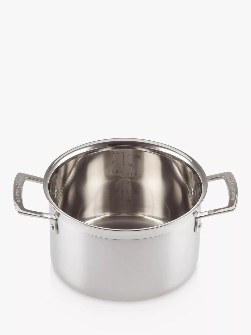Le Creuset 3-ply stainless steel deep casserole with lid 20cm, UK version