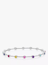 John Lewis Dower & Hall Hammered Multi Gem Bangle, Silver- Buy online at McGrocer