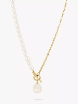 John Lewis Dower & Hall Keshi Pearl and Chain Collar Necklace, Gold/White, 45.7cm- Buy online at McGrocer