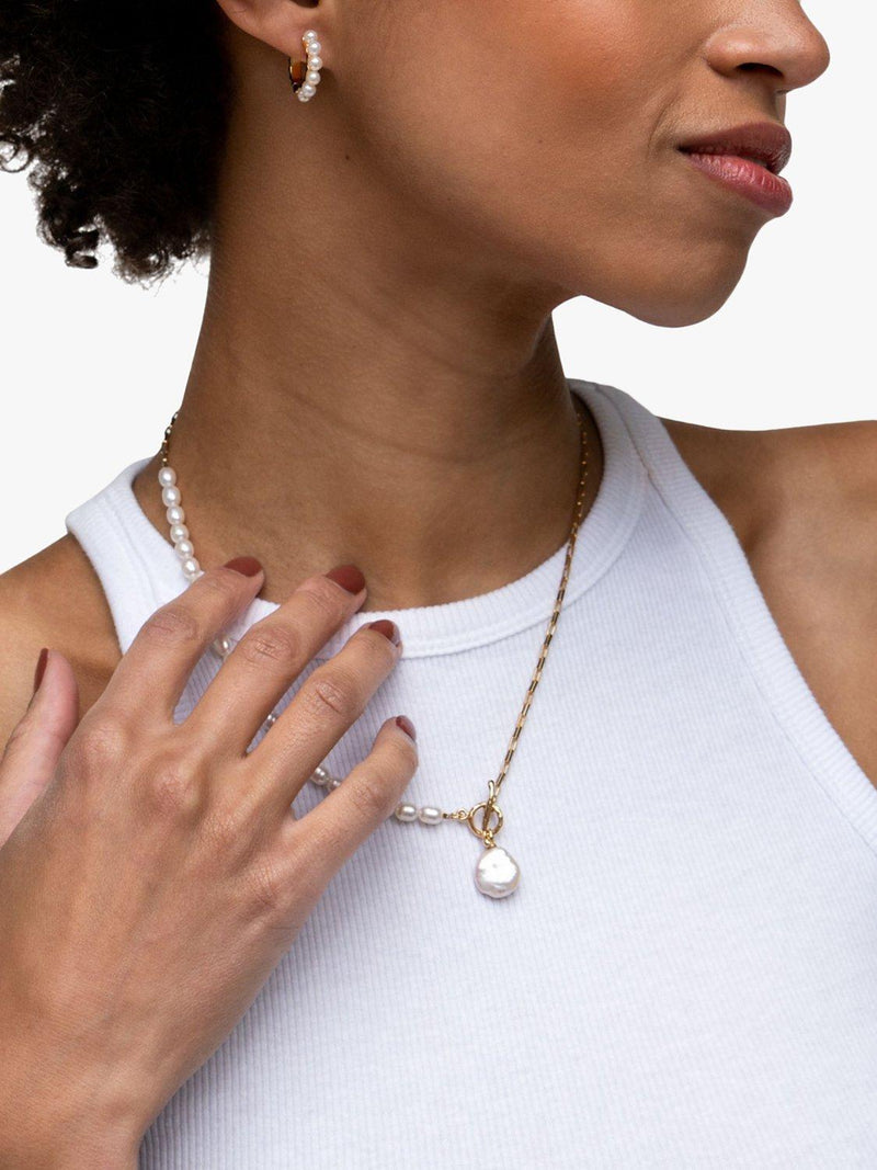 Dower & Hall keshi pearl necklace gold white (British brand)