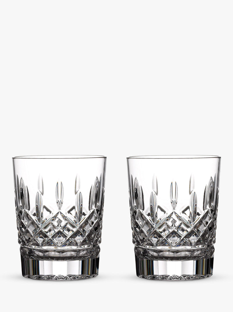 Set of 2 Cut Glass Double Old Fashioned Tumblers 354ml Clear