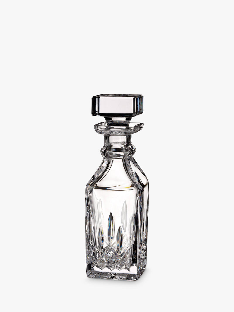 Small Square Crystal Glass Decanter with Cut-Glass Pattern, 458ml Capacity, Clear