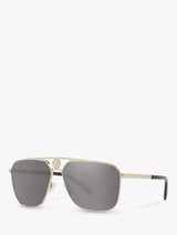 John Lewis Versace VE2238 Men's Rectangular Sunglasses Pale Gold Mirror Grey- Buy online at McGrocer