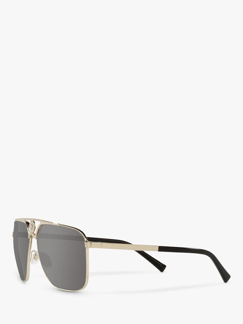 Versace rectangular sunglasses pale gold mirror grey - British product