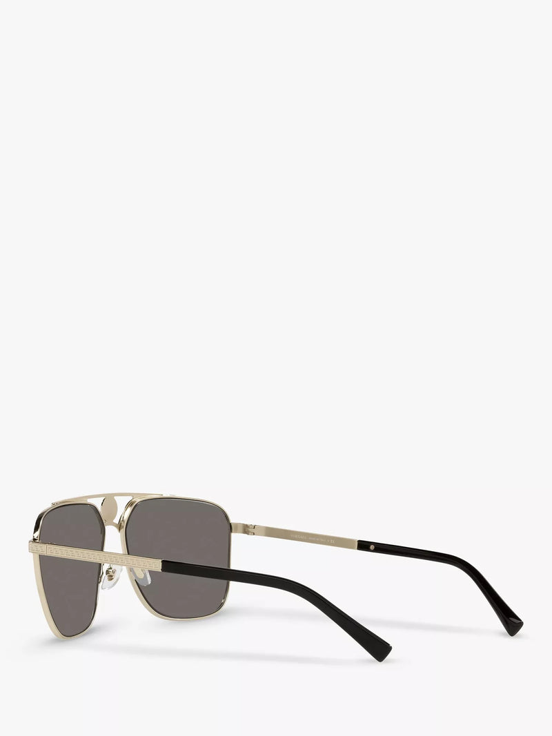 Versace rectangular sunglasses pale gold mirror grey - British product