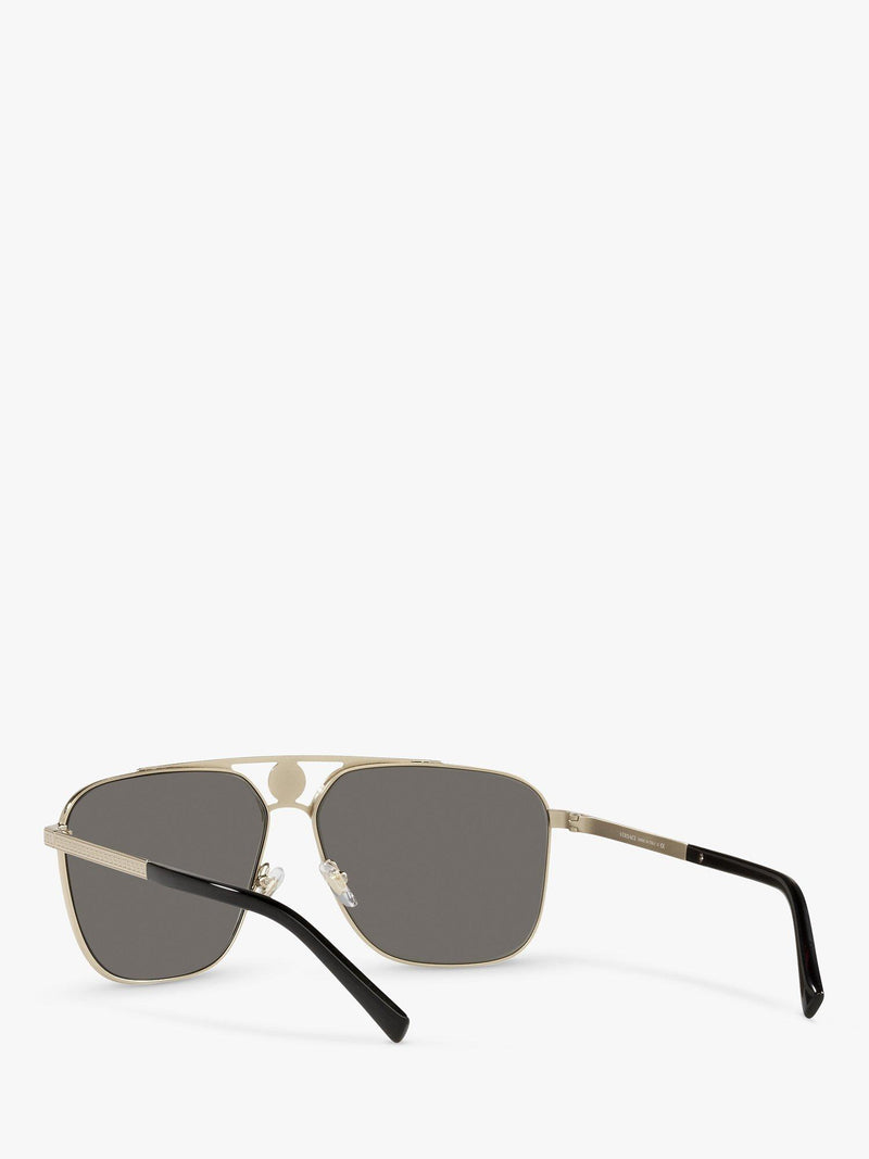 Versace rectangular sunglasses pale gold mirror grey - British product