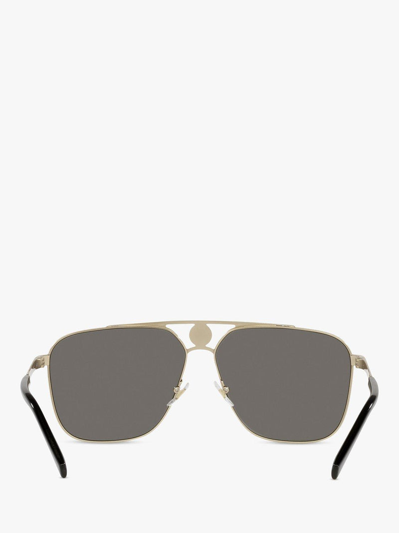 Versace rectangular sunglasses pale gold mirror grey - British product
