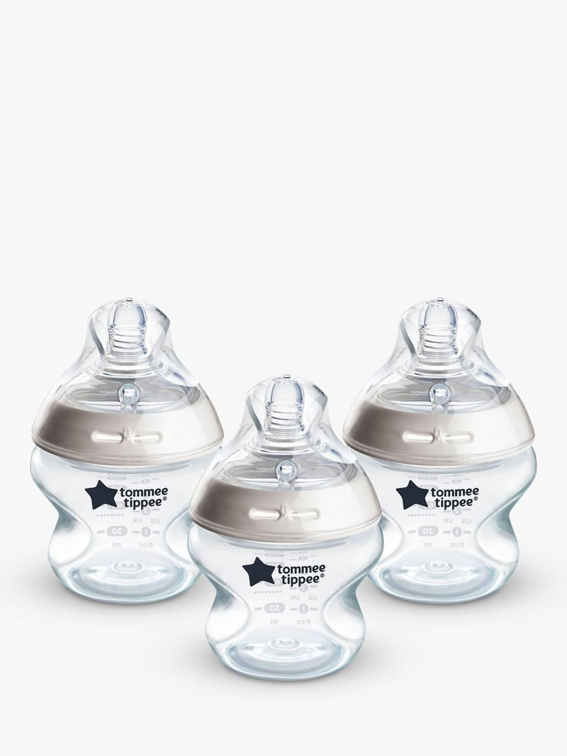 Tommee Tippee baby bottles with anti-colic teats, pack of 3, 150ml (British brand)