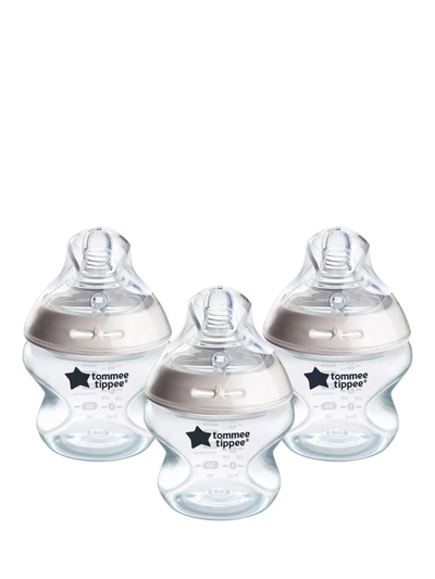 John Lewis Tommee Tippee Natural Start Anti-Colic Baby Bottles with Extra Slow Flow Teats, Pack of 3, 150ml- Buy online at McGrocer