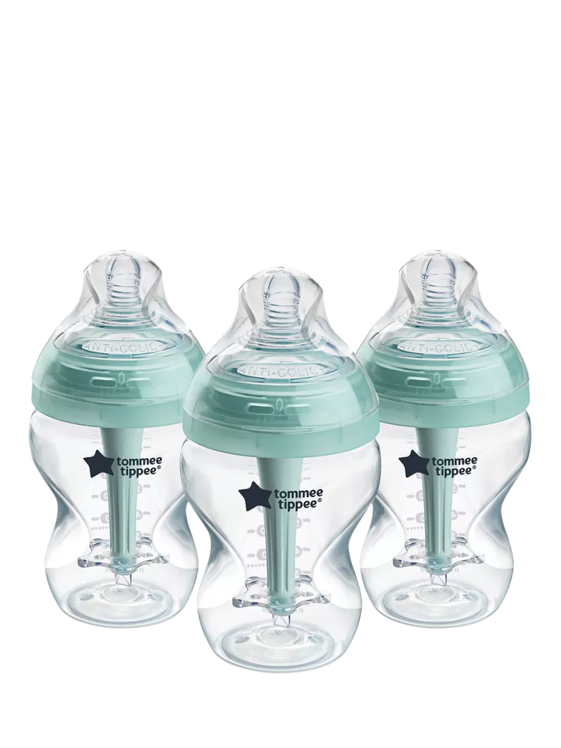 Tommee Tippee Advanced Anti-Colic Baby Bottles with Slow Flow Teats Pack of 3 260ml (British brand)